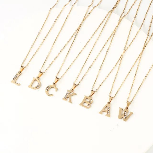 Studded Initial Gold Necklace