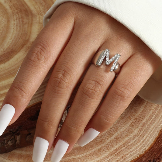 Silver Bling Initial Ring