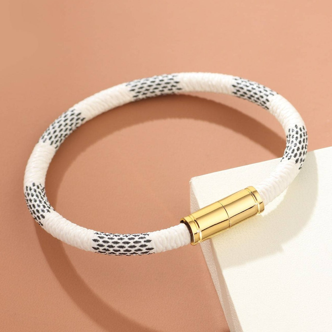 White and Grey Patterned Bracelet